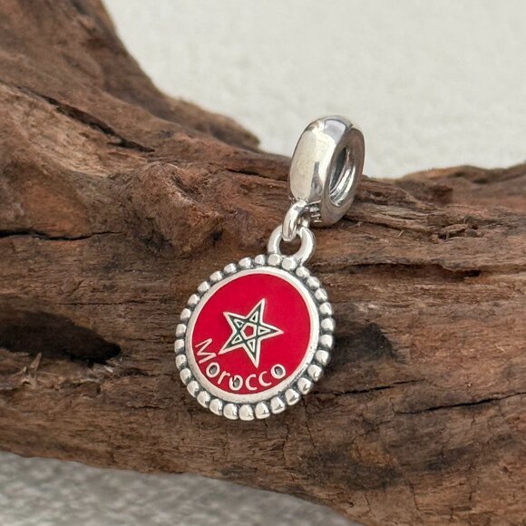 Pandora Morocco Flag S925 Silver Dangle Charm - Picture 1 of 5